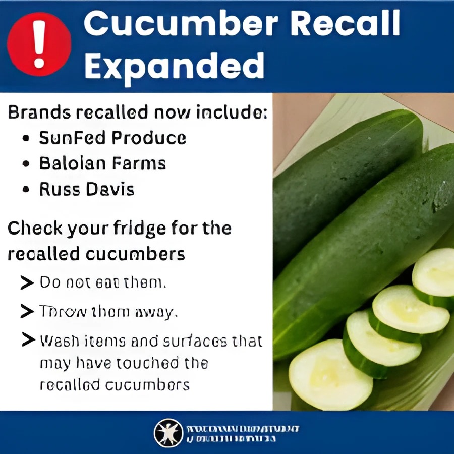 Cucumber Recall : salmonella, a bacteria that can cause food poisoning What You Need to Know Right Now 1 salmonella, a bacteria that can cause food poisoning